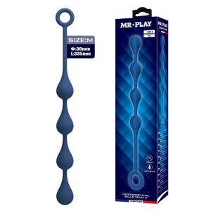 MR PLAY - PERLE ANALI IN SILICONE BLU TAGLIA M 33 CM